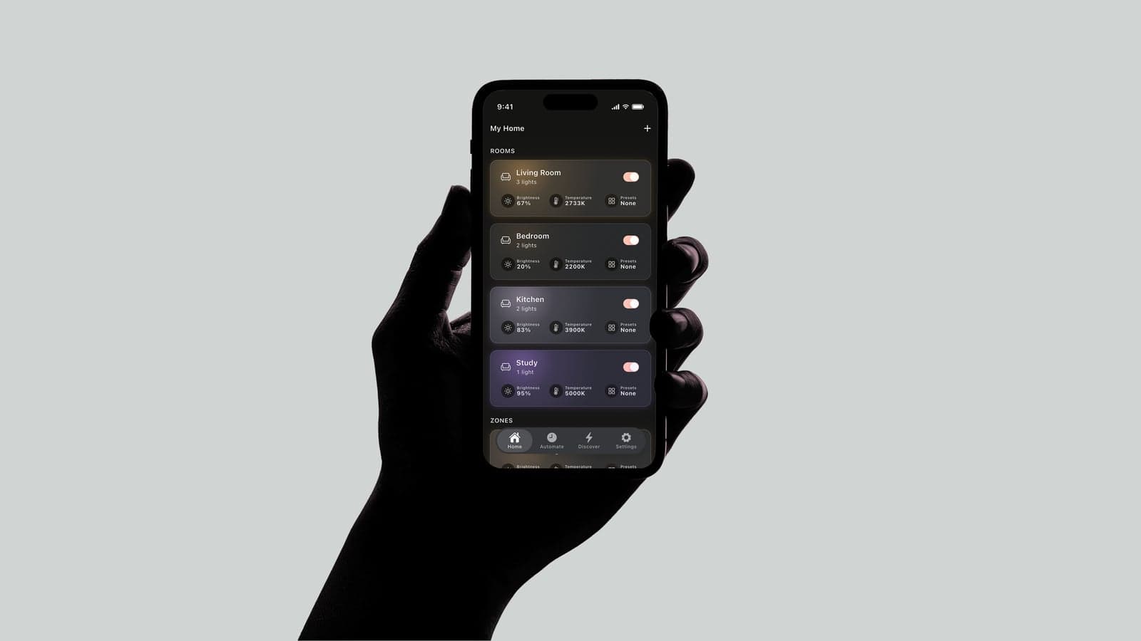 Sunday Light — Room controls in hand