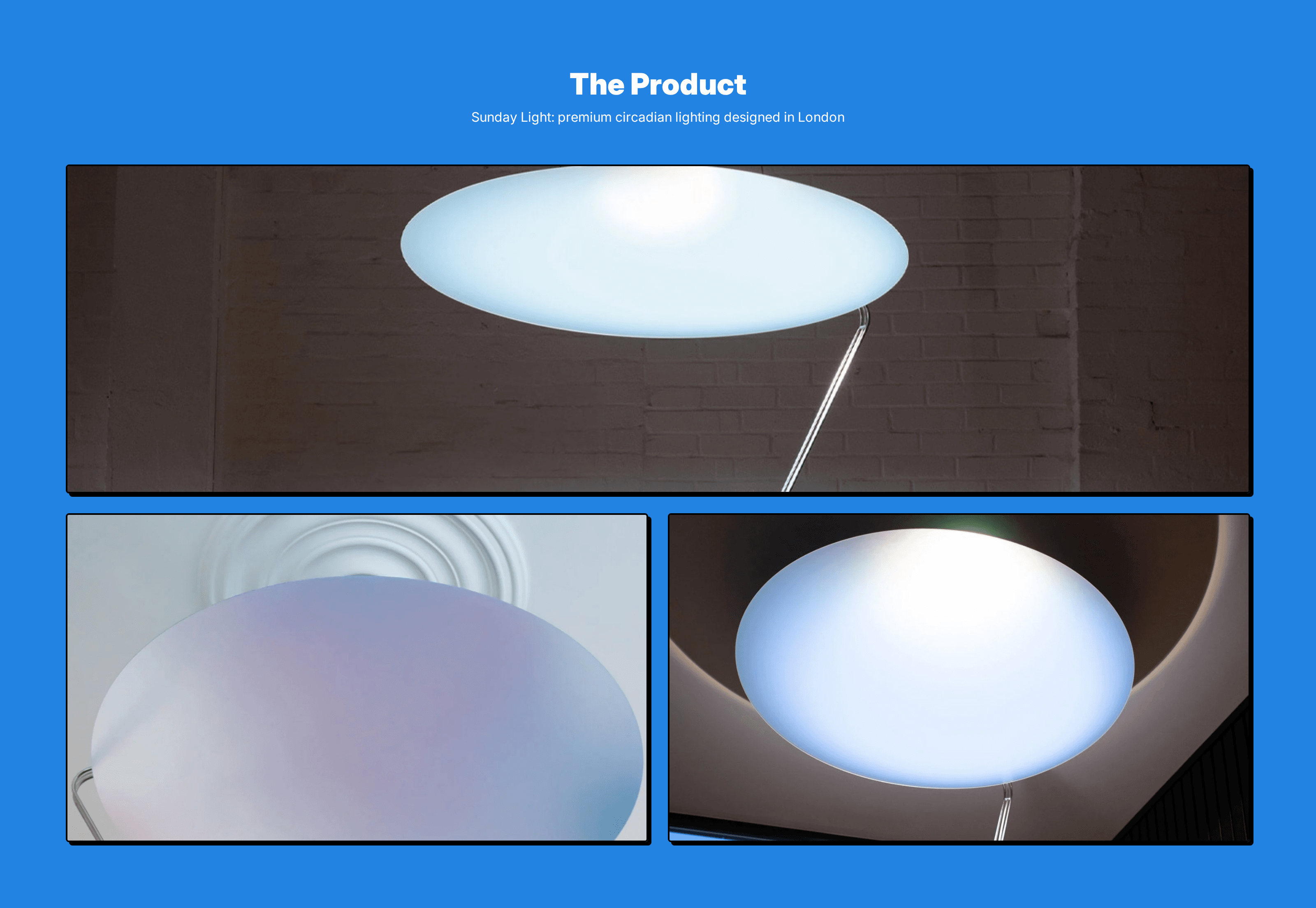 Product gallery showing the Sunday Light companion app across key screens